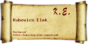 Kubovics Elek névjegykártya